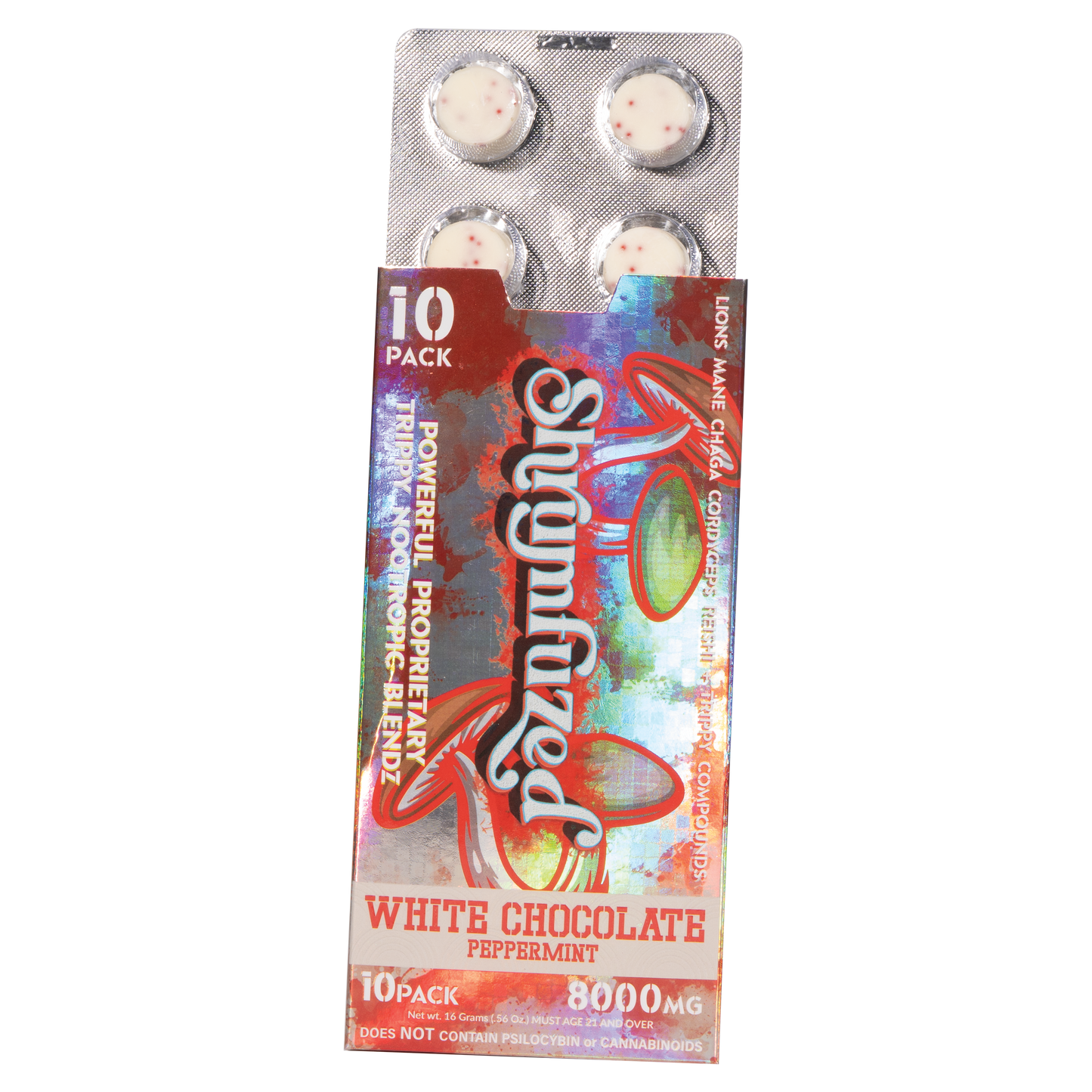 Shrumfuzed 800mg Chocolates - White Chocolate Peppermint (4pk/10pk)