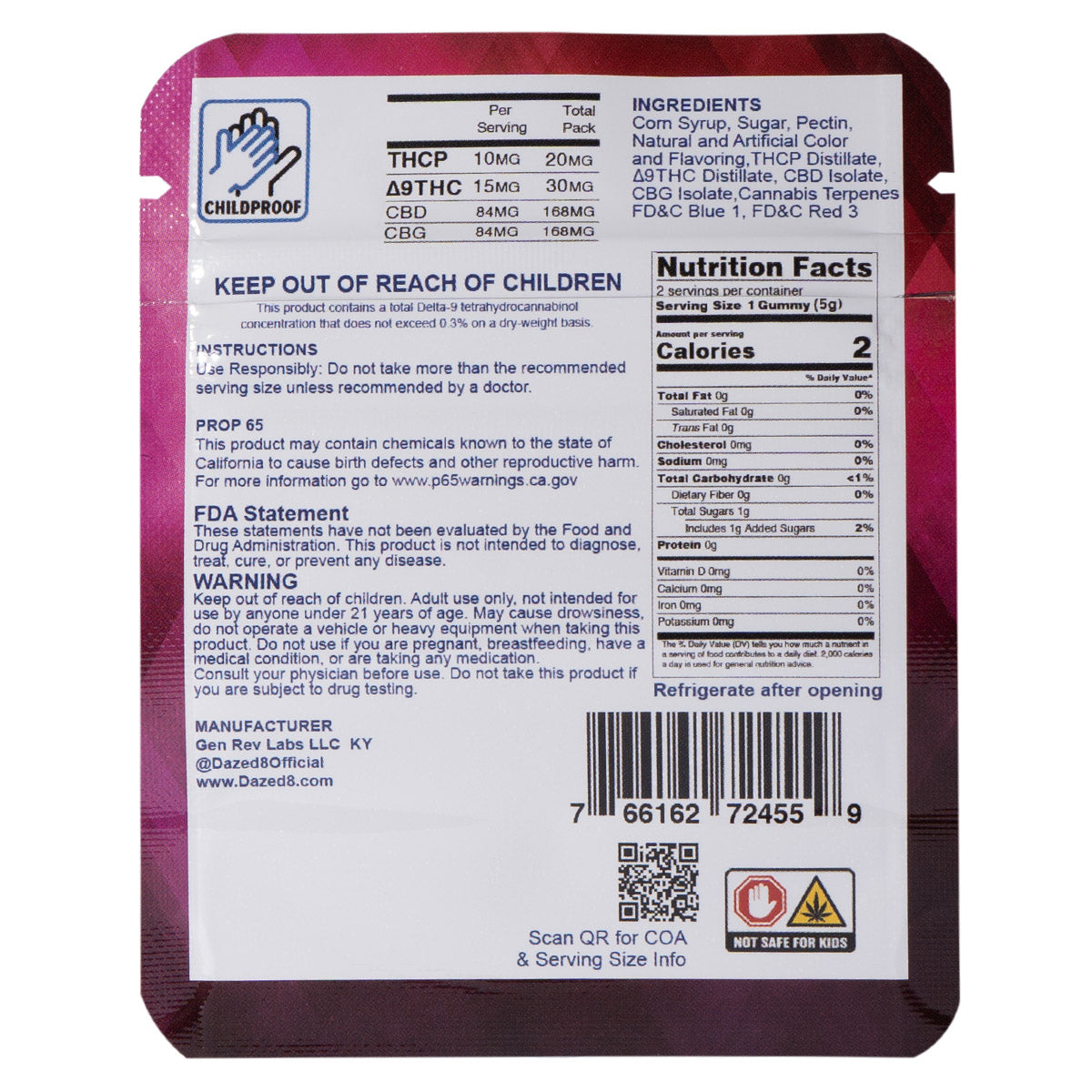 Dazed THC-P Gummy - Strawberry (2pk/26pk)