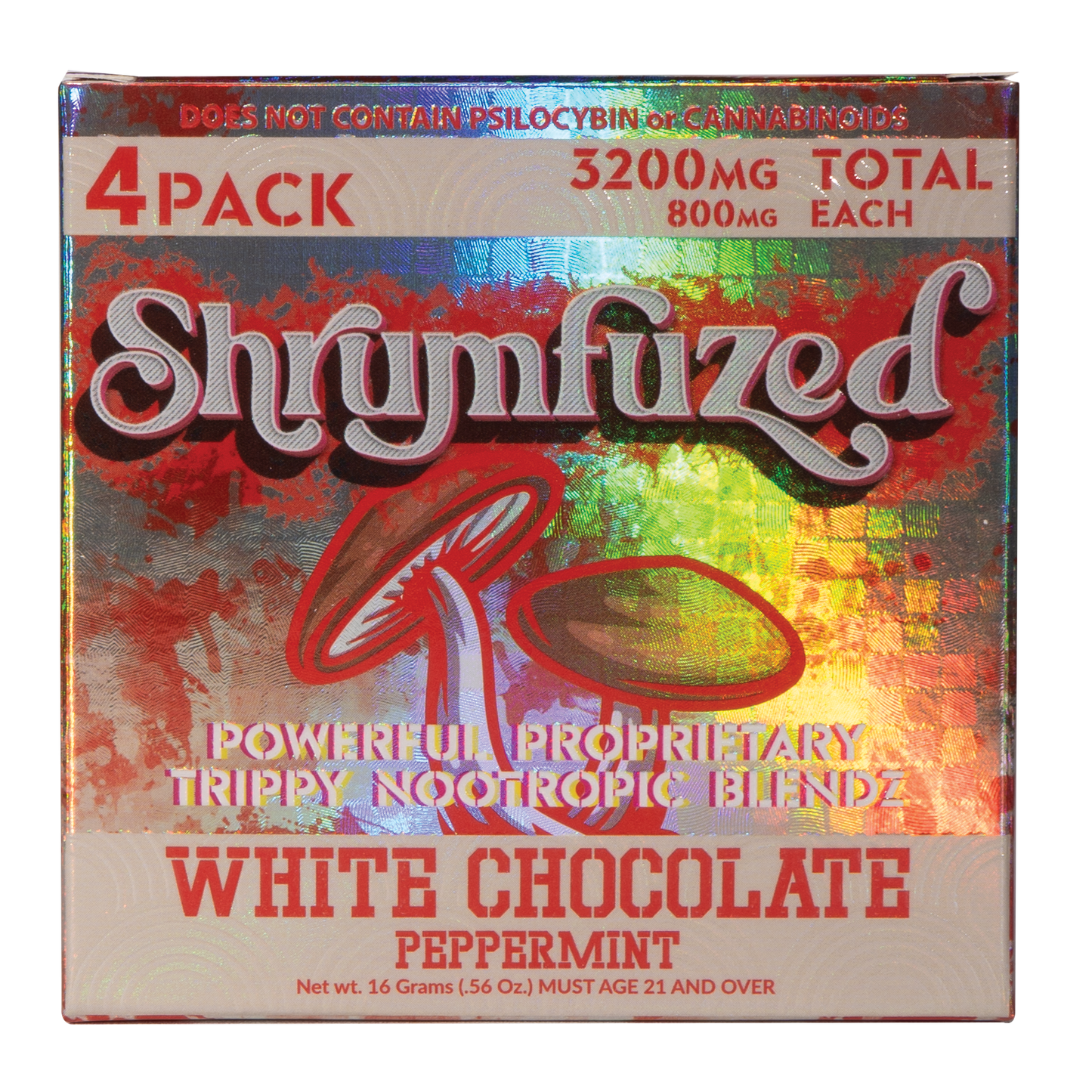 Shrumfuzed 800mg Chocolates - White Chocolate Peppermint (4pk/10pk)