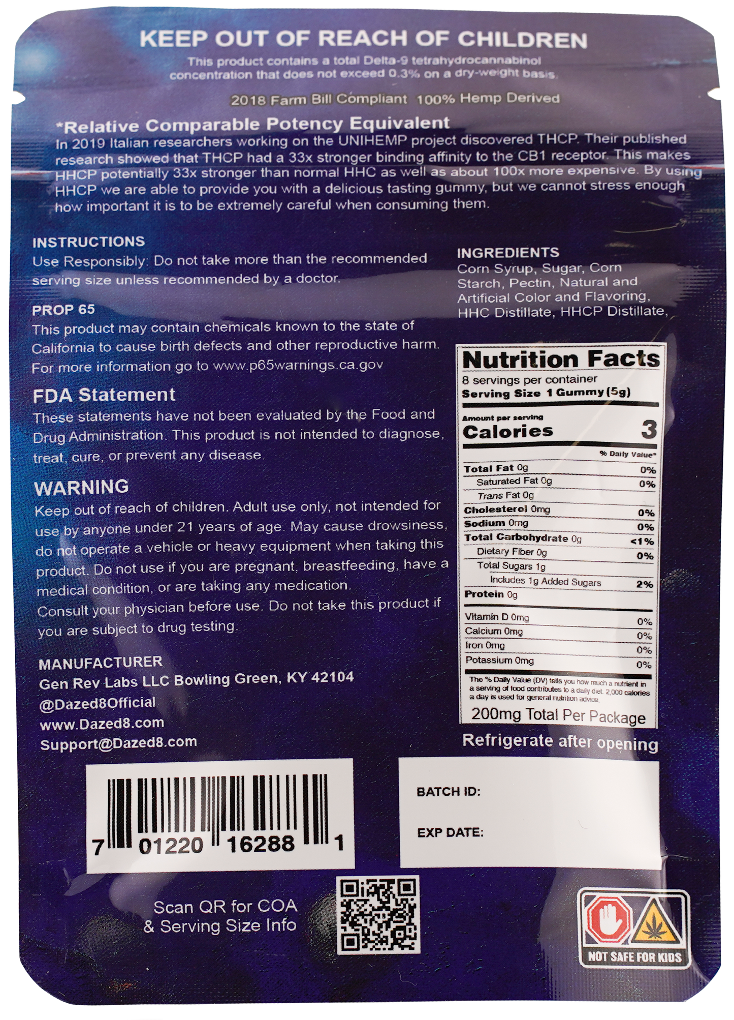 Dazed 8pk - Atomic HBlenz Gummy (250mg)