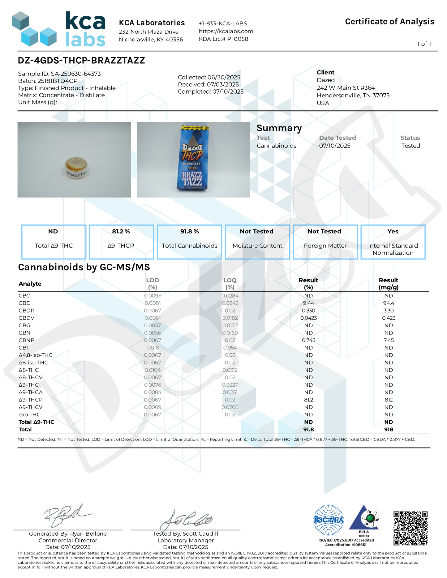 Dazed THCP Disposable - Brazz Tazz (4.2G)